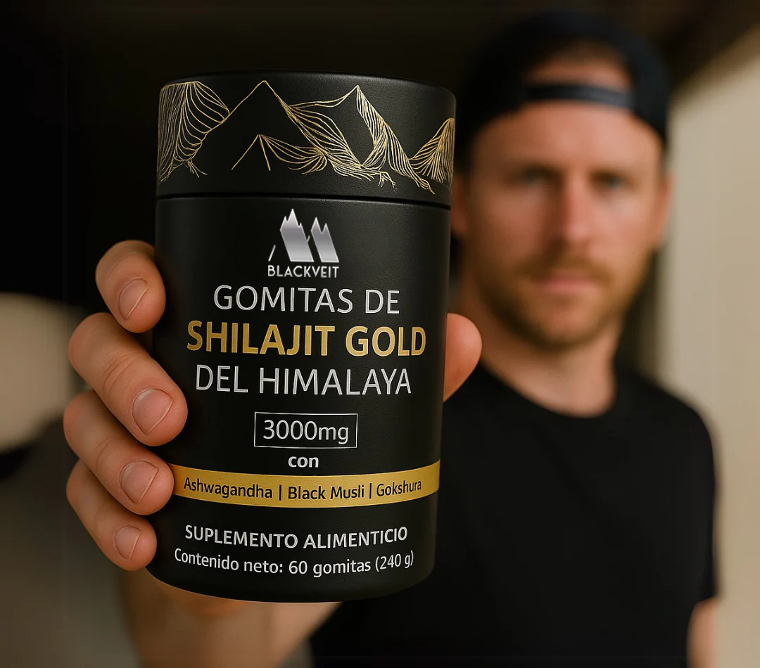 BlackVeit Gold Gomitas de Shilajit Puro del Himalaya: Con Ashwagandha, Black Musli y Gokshura