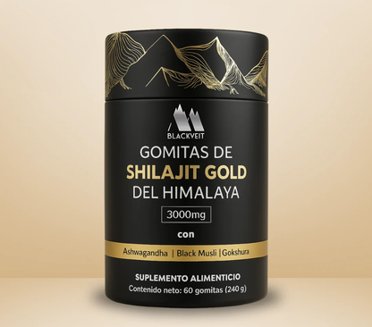 BlackVeit Gold Gomitas de Shilajit Puro del Himalaya: Con Ashwagandha, Black Musli y Gokshura