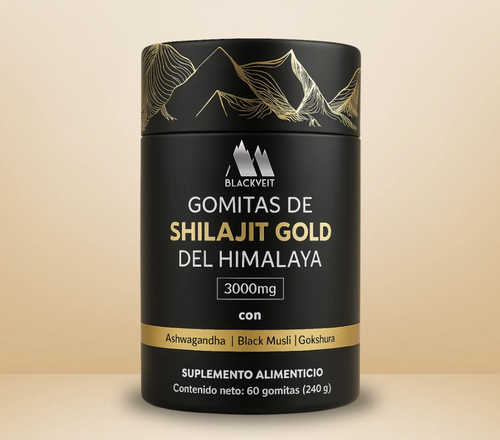 BlackVeit Gold Gomitas de Shilajit Puro del Himalaya: Con Ashwagandha, Black Musli y Gokshura